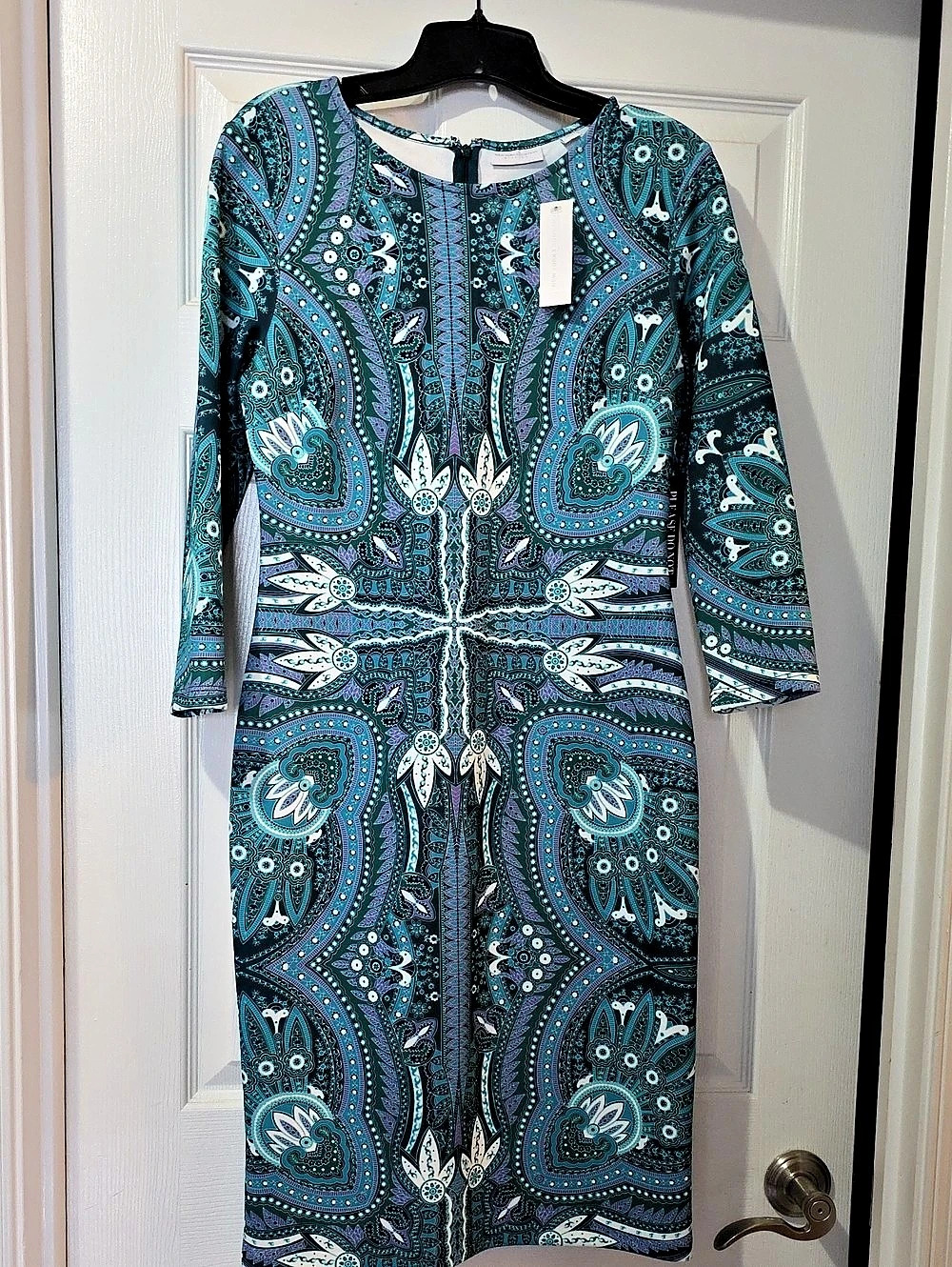 New York & Company Paisley Midi Dress in Blue & Green NWT